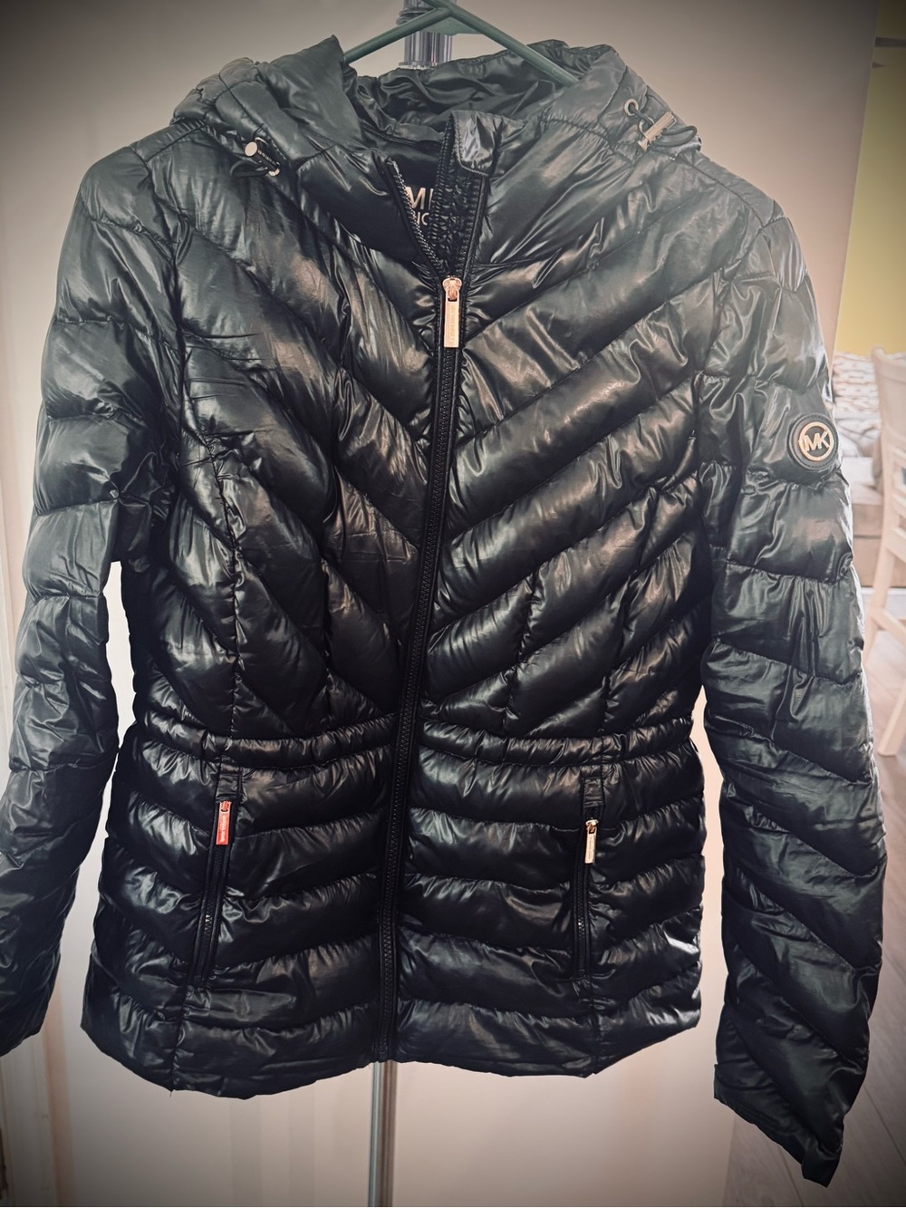 Michael Kors Black Quilted Puffer Jacket with Hood